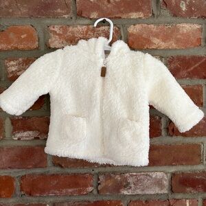 Baby Sherpa Long-Sleeve Hooded Zip-Up Jacket Ivory Coat 3m